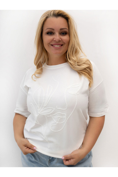Relevance Tricou Dama, RELEVANCE, Bumbac, Maneca scurta, Ecru, model RV-TS-A1...