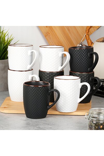 Vilde Set de 8 CĂNI pentru cafea, ceai și infuzii de plante, căni NEGRE și AL...