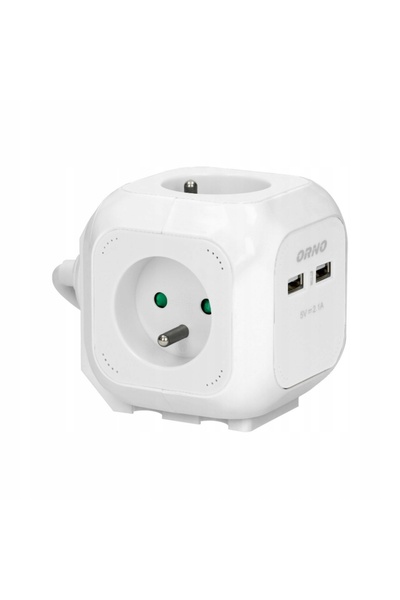 Orno 2 x Prelungitor tip cub cu 4 prize Schuko, 2 porturi USB, 1,4m, cablu 3x...