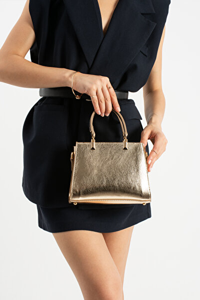 DEV 3 ADAM Gold Women's Crossbody Hand and Shoulder Bag with Gold Accessories