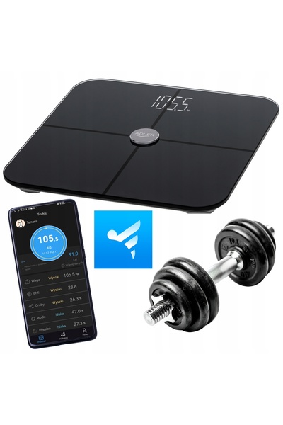 adler Cântar de baie analitic SMART cu aplicație FitGo 180kg AD8187 Negru