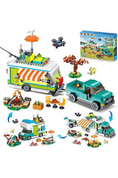 HOGOKIDS Cărămizi de construcție, Oraș, Camper, Auto, Autocaravană, Vehicul, ...