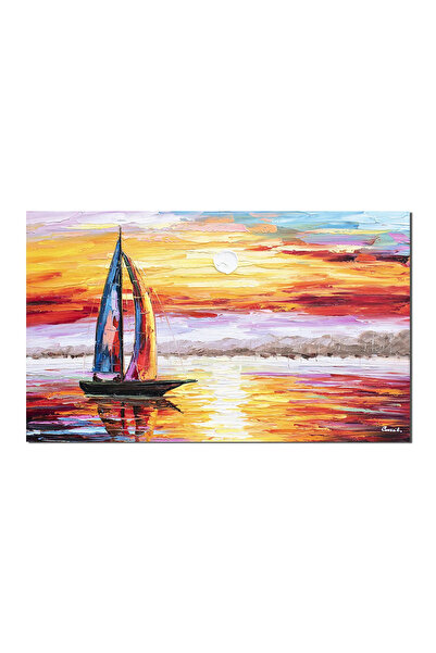artnova Залез с платноходка, ръчно рисувана картина 100x60см, маслена на плат...