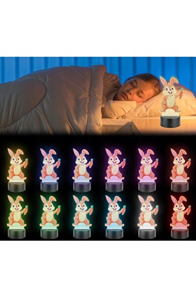 TRS Lampă de noapte LED în formă de iepuraș, decorată cu diamante.