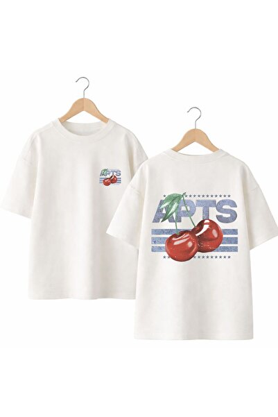 playwear Tricou Apts Cheryy cu imprimeu pe spate și pe piept, 100% bumbac, su...