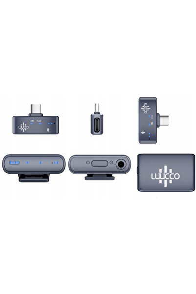 LUUCCO 2x Microfon Wireless 3 în 1 iPhone Lightning USB TYPE-C Mini Jack 3,5mm