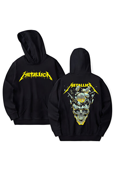 STİL-X Hanorac cu glugă din bumbac imprimat Metallica, cu mânecă lungă, cu 3 ...