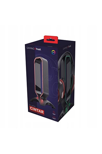 Trust Suport pentru căști cu iluminare RGB, suport gaming, hub USB