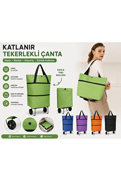 LOACANDLECO Folding Shopping Bag with Wheels Large Size Foldable Market Groce...