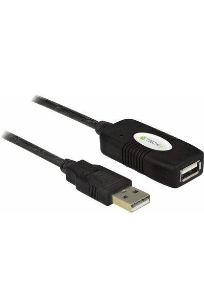 Techly Cablu/Prelungitor USB 2.0 A-A M/F activ 10m negru