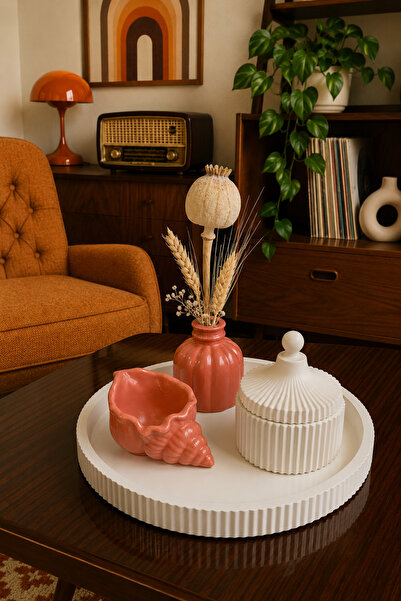 Zigzag Home Decorative Bohemian Style 4-Piece Vase Set Striped Tray Striped V...