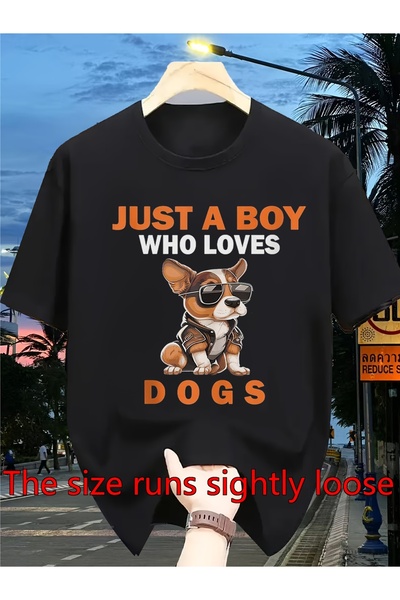 01THEONE Just A Who Loves Dogs T-Shirt | Cute Dog Graphic, Casual Style, Crew...