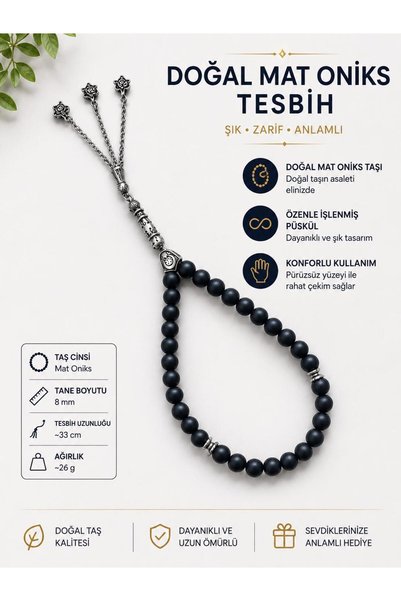 AKN Natural Matte Onyx Prayer Beads