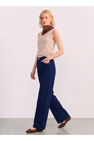Selen Lacivert Kadın İspanyol Paça Pantolon 26YSL5627