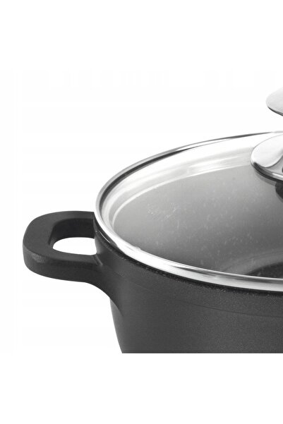 Orion Oală din granit cu capac pentru gătit, fierbere lentă și copt, 24 cm, 4...