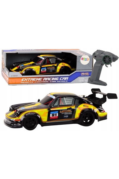 LeanToys Mașină RC telecomandată 1:16 cu roți de cauciuc pentru drift, galbenă