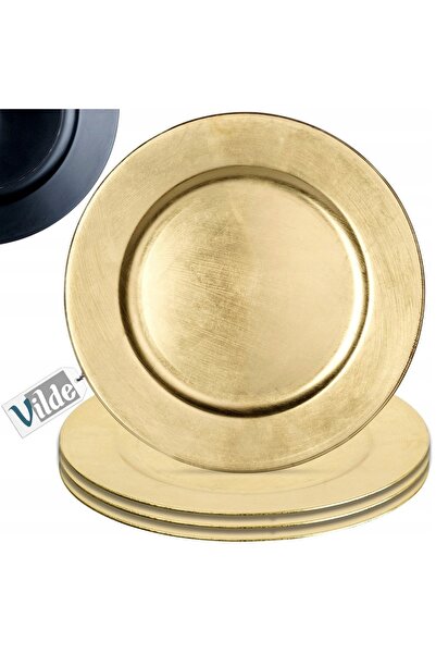 Vilde 4x Platou decorativ AURIT, suport decorativ, tavă, pateră, farfurie mare