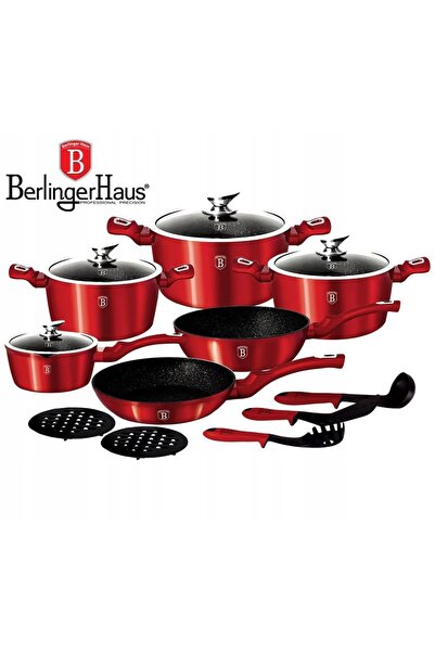 Berlinger Haus SET VASE DE GRANIT BH-1226 ROȘU METALIC 15 PIESE