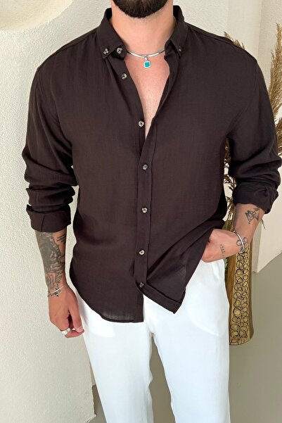OUTFİT MAN Braided Oversize Shirt Brown