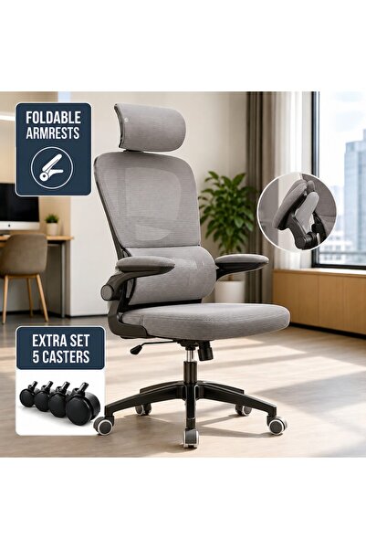 kd home Scaun De Birou Directorial ErgonexPro, Cotiere Rabatabile Tetiera Reg...