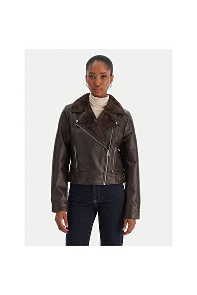 Vero Moda Jachetă de damă din imitație de piele 10250405 Maro