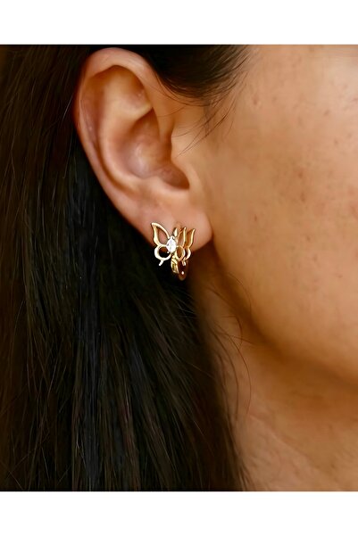 ILSA Butterfly Detailed Hoop Earrings