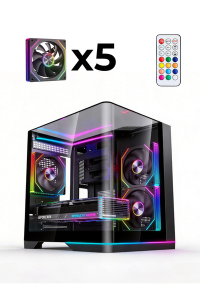 Revenge Nova Plus Curved 5xARGB Fanlı Kumandalı USB 3.0 Temperli Cam Panorami...