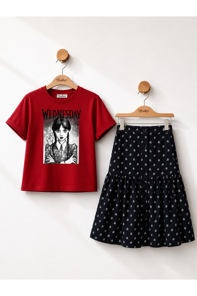 Gocoland Wednesday Printed T-Shirt and Skirt Set