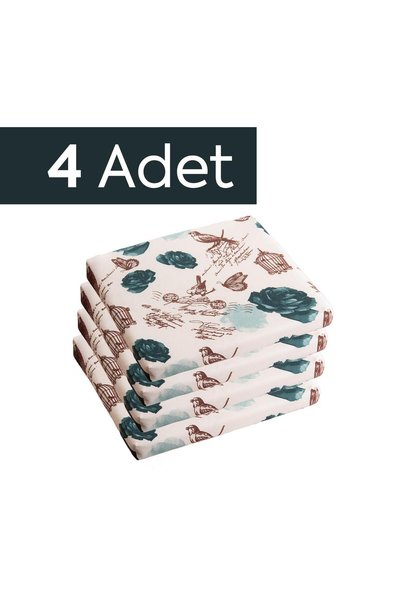Homedius Sandalye Oturum Minderi Çiçekli 40x40x4 Bağcıklı Çıkarılabilir Kılıf...