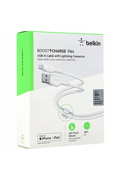 Belkin Cablu USB - Lightning din silicon 3m Alb