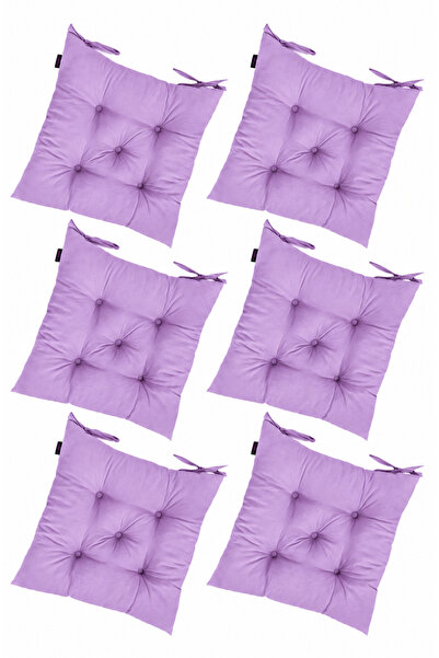 TicaretJet 6' Li Takım Pofidik Kare Mor Sandalye Minderi 40x40cm