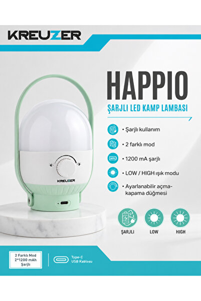 KREUZER HAPPIO ŞARJLI LED KAMP LAMBASI