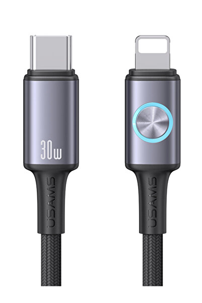 Usams Καλώδιο Lightning σε USB-C SJ753, 30W, 480Mbps, 1.2μ, μαύρο
