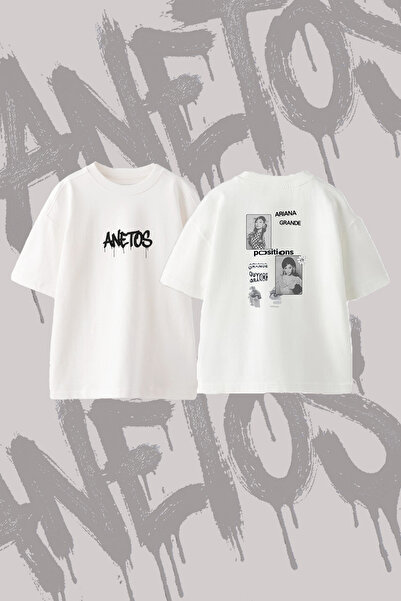 Anetos Ariana Grande_154 Design Back Printed Cotton White Oversize T-Shirt