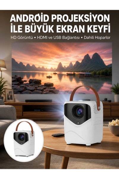 AyPenye HD Ayaklı Portatif Projeksiyon Cihazı Bluetooth Wifi Akıllı Android İşlemcili Yeni Nesil