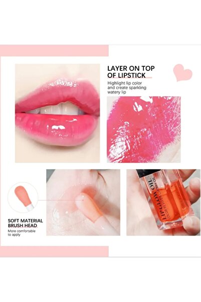 İBCCCNDC Hydrating Lip Glow Oil, Oil Gloss Transparent Toot Tinted Nourishing Long Lasting Repairing Lightening Lines (Pink) 0.2 Oz (6ml)