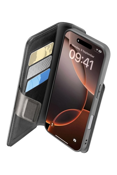 Cellularline Husă tip carte pentru Apple iPhone 16 Pro, Negru