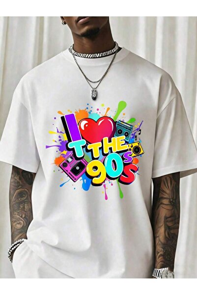 Ekim11 تي شيرت I Love The Retro Party بتصميم ملون مميز للرجال والنساء، ملابس ...