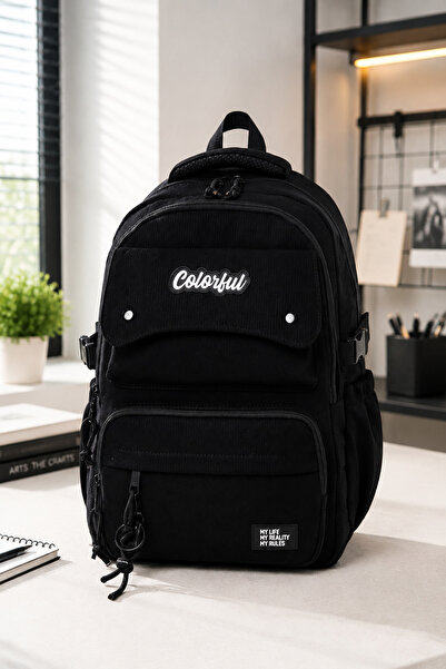 Catwins Μαύρο Unisex Σχολικό Σακίδιο Πλάτης με Θήκη για Laptop - Για Δημοτικό...