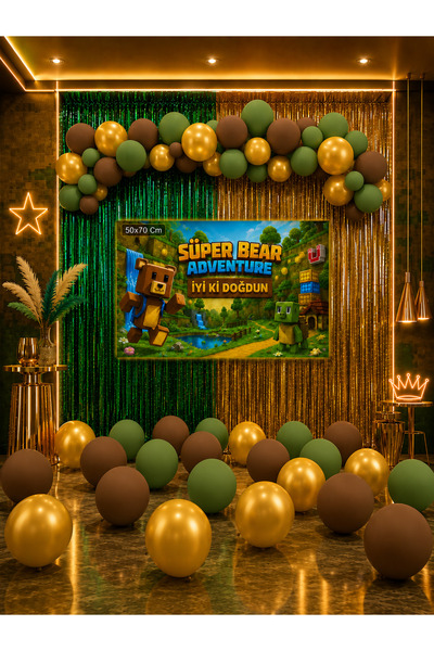 snowparty Super Bear Adventure Perdeli Doğum Günü Parti Malzemeleri Süsleri Seti