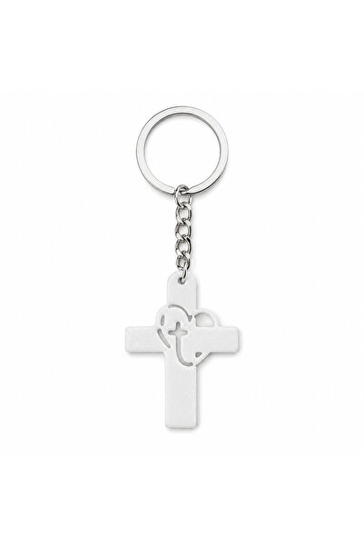 sportivoshop Breloc cruciulita cu inima, model crestin decorativ, pandantiv a...