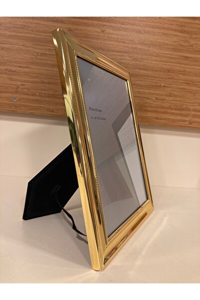 PLUS HOME Picture Frame New Plain Model with Brass Edges Gold Color Medium Si...