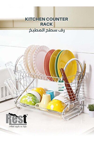 Rest Rustproof Stainless Steel 2 Tier Dish Drying Rack, Dish Rack with Stable...