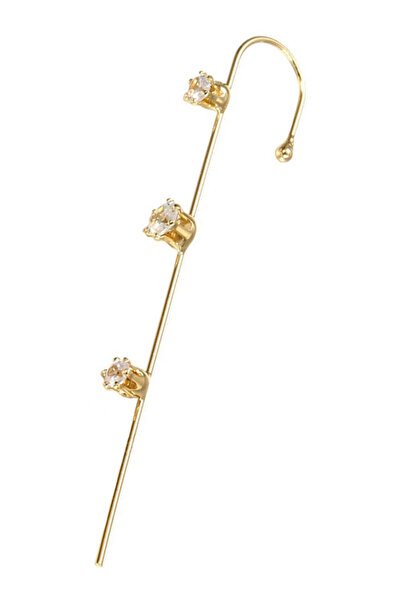 VeeShop Ear cuff earring, with three round crystals on a long, thin stem