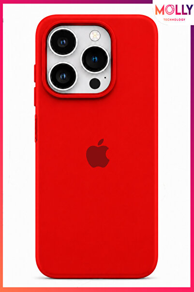 Molly iPhone 14 PRO İçin Kırmızı Lansman İçi Kadife Mat Silikon Kılıf