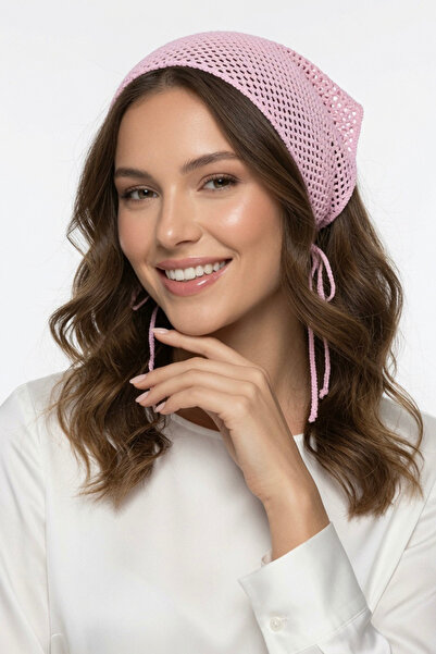 Mollycrush Summer Mesh Triangle Pink Bandana Knitted Hair Band |   Bohemian A...