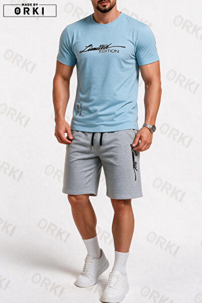 EFFRENATU Limited Edition Printed Cotton Fabric Unisex T-Shirt-Grey Shorts Set