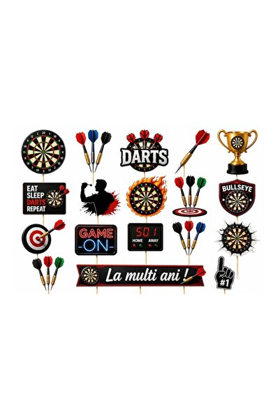 DecoParty Set de decorațiuni pentru tort – Tematică DARTS, 18 piese, Carton, ...