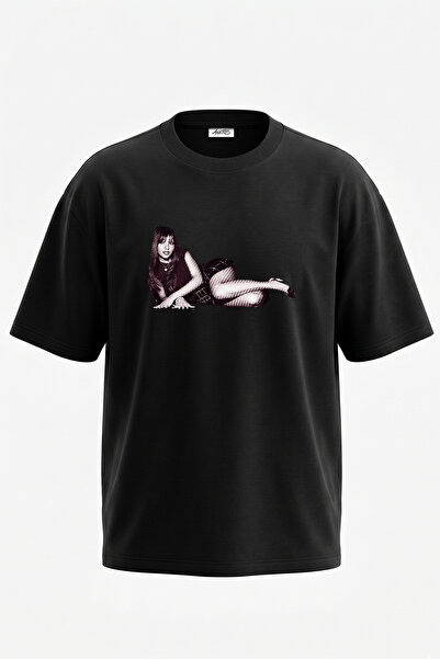 Anetos Lisa Blackpink_1 Design Printed Oversize Black T-Shirt