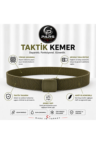 pars tactical Khaki Plastic Buckle Covered Non-Slip Belt Palaska - Kml Model